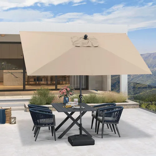 Vista 113 de PURPLE LEAF - Sombrilla de patio rectangular de 6' x 4', sombrilla de mesa para exteriores con marco de aluminio, sombrilla de mercado, sombrilla