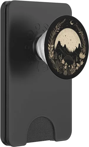 Vista 7 de Boho Chic Floral Bosque Naturaleza Montaña Luna Senderismo Camping PopSockets Estándar PopGrip