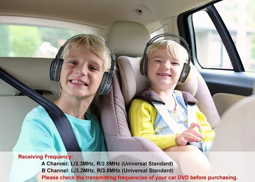 Vista 5 de SIMOLIO Auriculares IR para coche DVD con volumen limitado, auriculares infrarrojos inalámbricos para Honda Odyssey, Toyota Sienna, uConnect