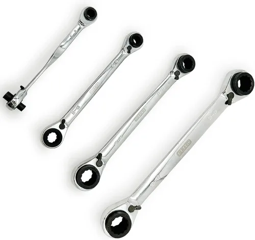 Vista 9 de Llave de trinquete 4 en 1 llave de extremo de caja doble llave de trinquete, llave de trinquete de cabeza flexible, llave de trinquete de anillo