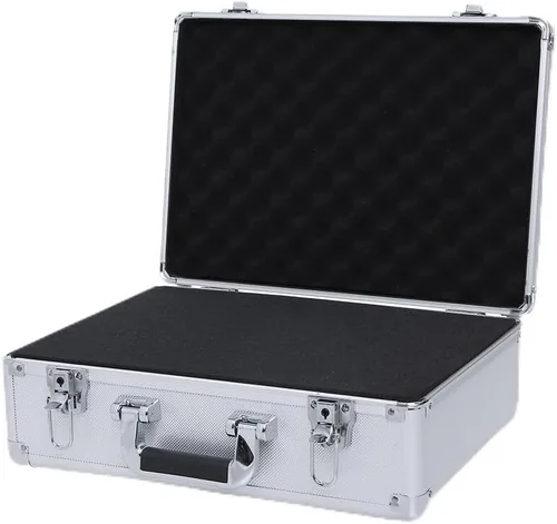 Vista 5 de maleta rígida de aluminio de 14" con inserto de espuma personalizable DIY (interior de 13 x 9 x 4")