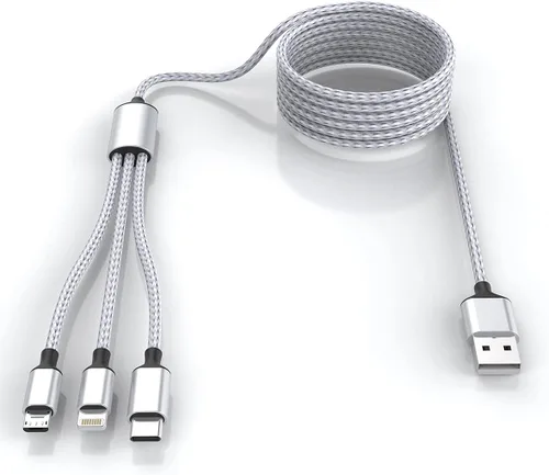 Vista 8 de Cable de carga para iPhone 3 en 1 con luz LED, relámpago/tipo C/micro USB para automóvil RGB brillante para Apple iPhone 15/14/13/12/11 Pro