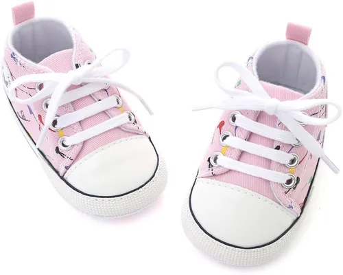 Vista 4 de Zapatos de lona para bebés recién nacidos, suela suave, para los primeros pasos, zapatos planos para niños pequeños, zapatos de mezclilla unisex