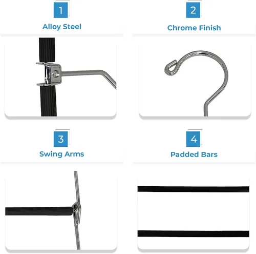 Vista 3 de USTECH Percha de metal que ahorra espacio para la organización del clóset Acolchado de espuma resistente, barra de pantalones antideslizante