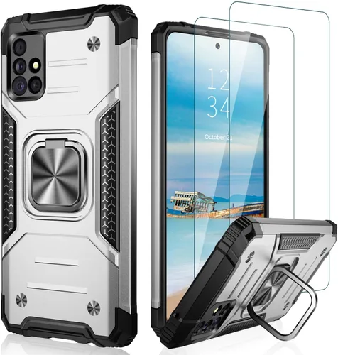 Vista 9 de IKAZZ Funda para Galaxy A51 5G con protector de pantalla, doble capa de TPU suave y flexible y policarbonato duro, antideslizante, de cuerpo Azul