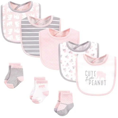 Vista 18 de Hudson Baby Conjunto de babero y calcetines unisex de algodón para bebé, Tamaño único Oso bebé a cuadros