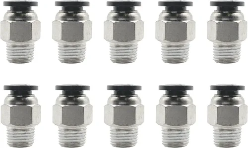 Vista 8 de 1/8 "PT rosca macho 0.157 in recto empuje neumático en conectores de montaje rápido para tubo PETF 10 unids