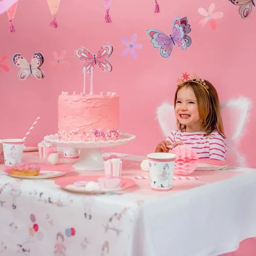 Vista 5 de Bonita guirnalda de mariposas rosadas, decoraciones de cumpleaños para niñas y niños, suministros de fiesta, decoración de habitación infantil, baby
