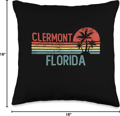 Vista 4 de Happy 4th of July Patriotic Weekend Road Trip 2222 Clermont Florida Funny USA City Trip Home Roots - Almohada de 16 x 16 pulgadas, multicolor