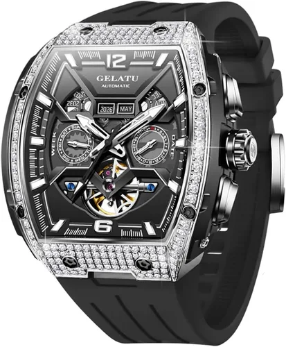 Vista 10 de OLEVS Automatic Watches for Men Luxury Skeleton Multi-Function Mechanical Watch Self Winding Date Waterproof Luminous Mens Watch