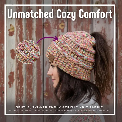 Vista 14 de Funky Junque - Gorro para mujer con ranura para cola de caballo
