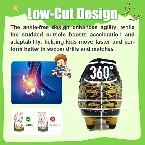 Vista 5 de CBUSTER Zapatos de fútbol para niños y niñas, zapatos de fútbol AGFG