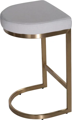 Vista 7 de Cortesi Home Elon Halfmoon - Taburete de mostrador en acero inoxidable dorado cepillado, tela suave marfil