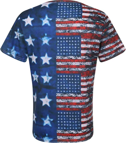 Vista 4 de Camisetas patrióticas para hombre, con estampado de estrellas y rayas de la bandera de Estados Unidos, camiseta gráfica de manga corta del 4 de julio