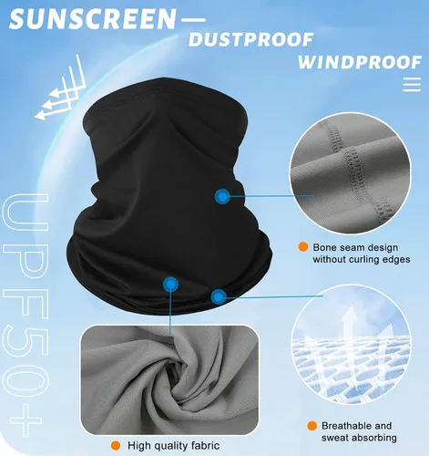 Vista 2 de Polainas de cuello para hombres, bandanas pasamontañas, máscara de media cara, máscara de esquí negra resistente al viento