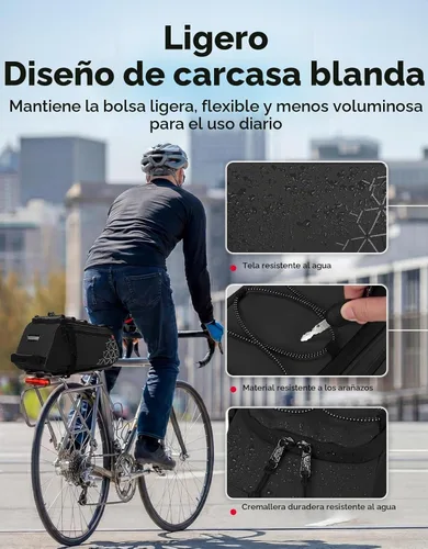 Vista 6 de KEMIMOTO Bolsa trasera para portabicicletas - 8L PVC resistente al agua Negro