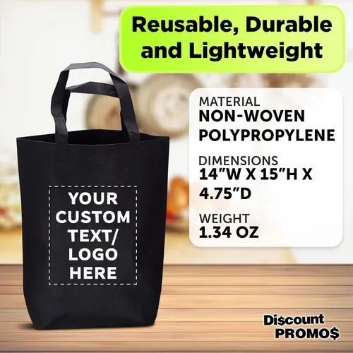 Vista 5 de DISCOUNT PROMOS Customizable Large Tote Bag, Set of 10/50/100 Heavy Duty & Reuseable Bulk Pack - Purple