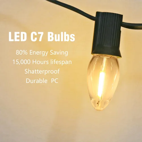 Vista 3 de Paquete de 25 bombillas LED de repuesto C7 de 0.6 W equivalentes C7 2700k Paquete de 25