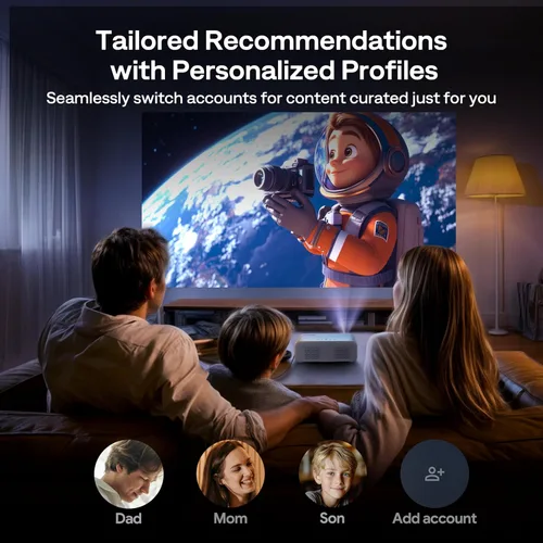 Vista 4 de Aurzen EAZZE - Proyector inteligente compatible con Google TV D1G 4K con WiFi y Bluetooth, enfoque automático y Keystone, Dolby Audio, Zoom
