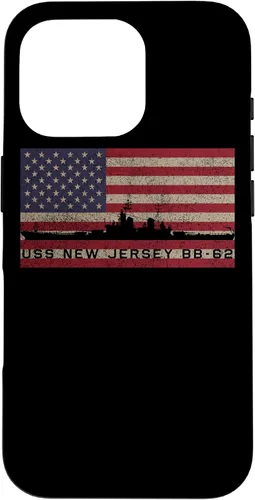 Vista 18 de Funda para iPhone 12 Pro Max USS New Jersey BB-62 WW2 de la bandera estadounidense de EE.UU.