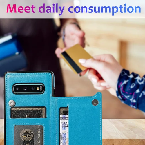 Vista 7 de Asuwish Funda compatible con Samsung Galaxy S10 y protector de pantalla de vidrio templado, accesorios para tarjetero con ranura para soporte