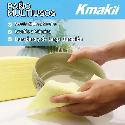 Vista 5 de KMAKII Handi Wipe - Paños reutilizables – Paños y toallas desechables multiusos, ultra absorbentes, de secado rápido, toallitas de limpieza