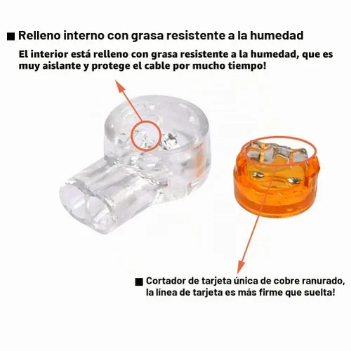 Vista 4 de BUYGOO 200 unids impermeable gel relleno naranja claro botón teléfono conectores UY empalme a tope conector K1 cable de red terminales