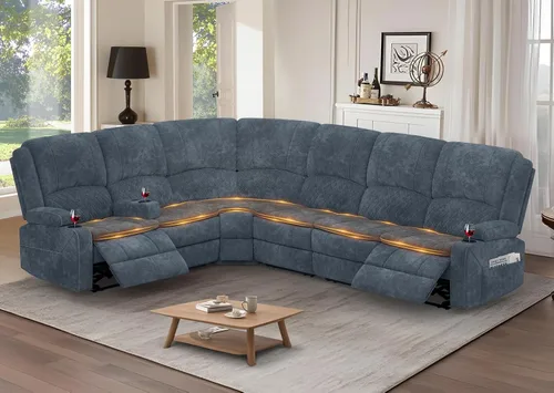 Vista 17 de Yolsali Sofá reclinable, sofá reclinable manual de 3 plazas con cojín de 2 niveles, sofás reclinables para sala de estar con consola removible