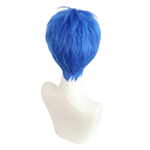 Vista 5 de Pelucas cortas de cosplay azules para hombres peluca masculina de Halloween (JOY)