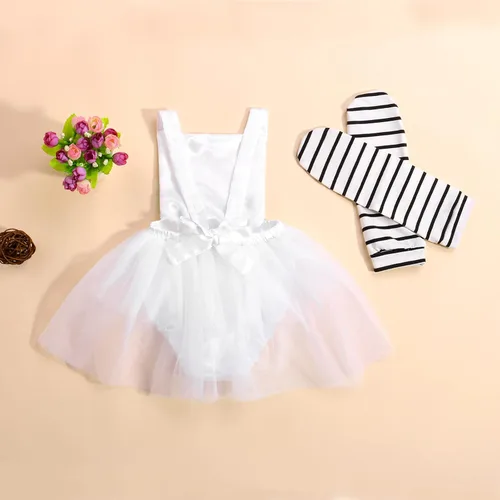 Vista 6 de Conjunto de ropa para bebés recién nacidos de Halloween sin mangas fantasma mameluco tutú vestido de lentejuelas body calentadores de piernas