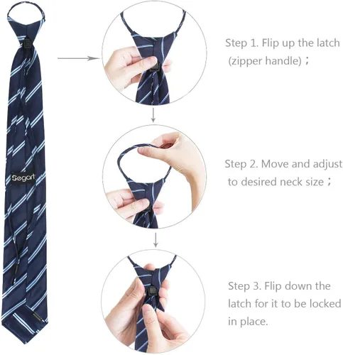 Vista 4 de Segarty 14 corbatas para hombre, varios lazos con cremallera para hombres, corbatas sedosas con cremallera, juego de corbatas preatadas para hombre