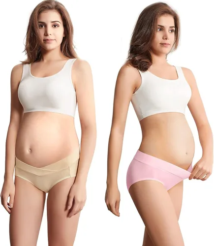 Vista 5 de Mama Cotton Under The Bump - Ropa interior de maternidad para embarazo, posparto, paquete múltiple