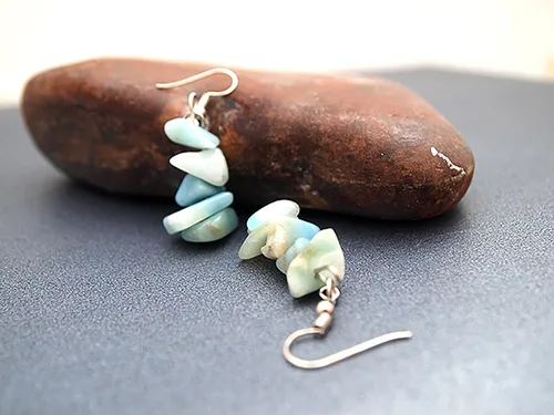 Vista 6 de Natural Gemstone Chip Drop & Dangle Earrings for Women - Small, Lightweight