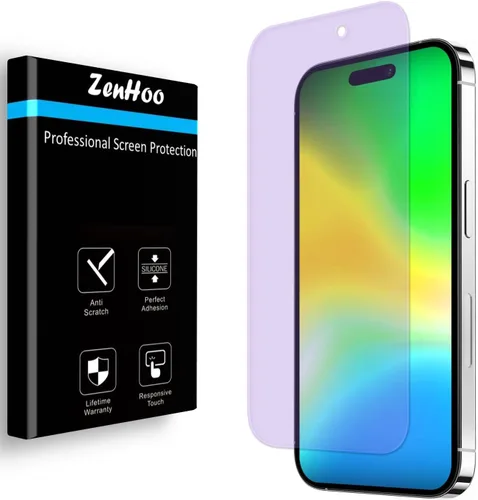 Vista 10 de Protector de pantalla de vidrio templado para iPhone 13 Mini, anti luz azul [protección ocular] ZenHoo