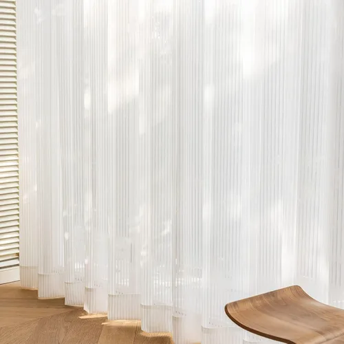 Vista 7 de Juego de 2 paneles de cortinas semitransparentes de 54 pulgadas de largo, cortinas plisadas a rayas para ventana, dormitorio, sala de estar, 2 Rayas