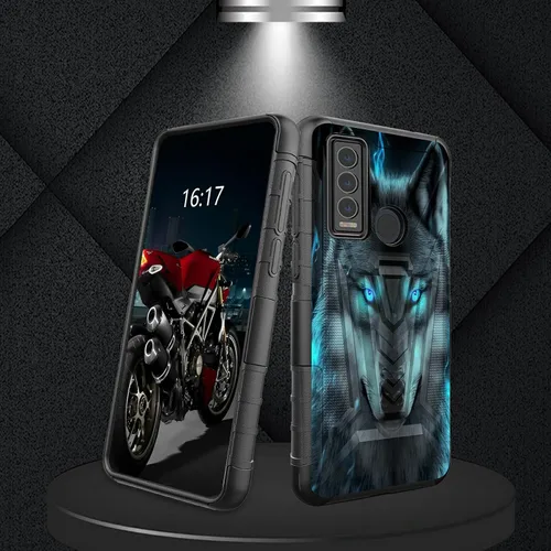 Vista 242 de Funda para AT&T Maestro Max 2021/Cricket Ovation 2 con protector de pantalla de vidrio templado, funda resistente con función atril integrada