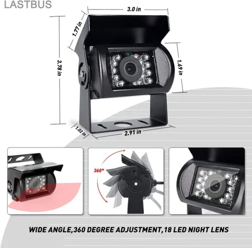 Vista 7 de Cámara de respaldo, cámara de marcha atrás, cámara de visión nocturna impermeable de gran ángulo de visión trasera con conector GX12-4 de 4 pines