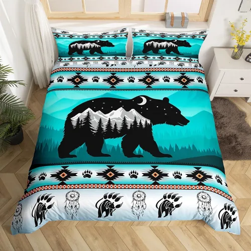 Vista 17 de Juego de funda de edredón con diseño de caballos, atrapasueños para niños, adolescentes, hombres, funda de edredón con estampado de caballos
