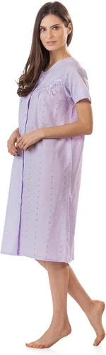 Vista 2 de Casual Nights Vestido de casa bordado con ojales de manga corta para mujer