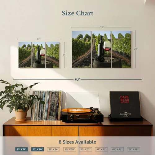 Vista 4 de ElephantStock - Vineyard Wine Tasting Wall Art - Horizontal Multi Panel Canvas - 3 Piece Dining Room Wall Decor - Photography Food And Drink Multi