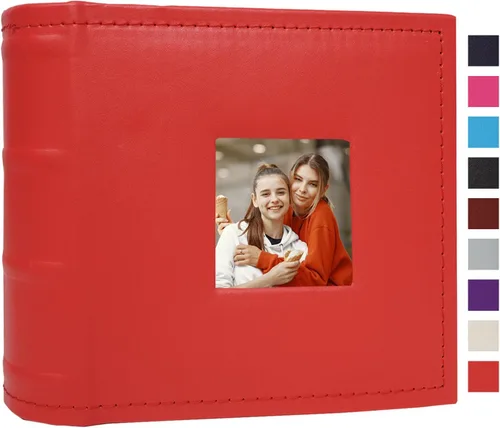 Vista 26 de Álbum de fotos pequeño de 4 x 6 pulgadas, 100 bolsillos con espacio de escritura, cubierta de cuero, libro de fotos con capacidad para fotos de 4 x