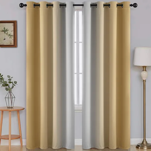 Vista 50 de SimpleHome Cortinas degradadas degradadas para oscurecer la habitación de 36 pulgadas de largo para dormitorio, con ojales y bloqueo de luz Negro