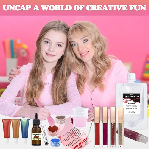 Vista 3 de Kit de brillo labial Thaluna, divertido kit de brillo labial para hacer tu propio brillo labial para niñas, mujeres, adolescentes con base