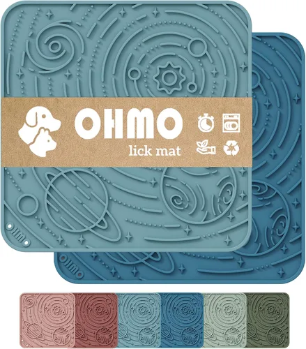 Vista 16 de OHMO Alfombrilla para lamer perros y gatos, patrón espacial, 6 x 10 fresno+beige