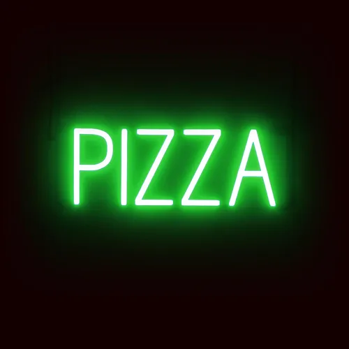 Vista 35 de SpellBrite Cartel PIZZA Letrero relacionado con pizza con aspecto de neón, fuente de luz LED azul 17.6 x 6.3 pulgadas Ultra-Bright