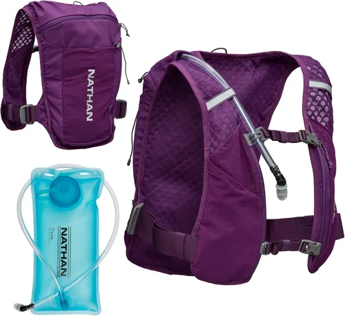 Vista 17 de Nathan QuickStart - Chaleco de hidratación con vejiga o frascos, bolsillos de almacenamiento, tela transpirable que absorbe la humedad, correas