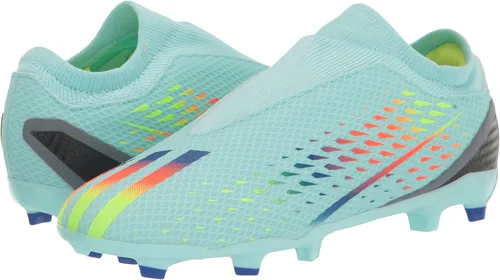 Vista 7 de adidas Tenis unisex de fútbol para niños X Speedportal.3 sin cordones para terreno firme, Clear Aqua-power Blue