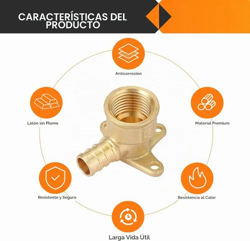 Vista 3 de 10 piezas HeSun 1/2 "PEX Crimp x 1/2" Hembra NPT Drop Ear Codo