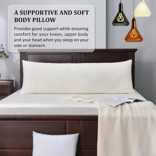 Vista 6 de Basic Beyond Almohadas de espuma viscoelástica - Almohadas largas para adultos, 20 x 54, duermen de lado y espalda