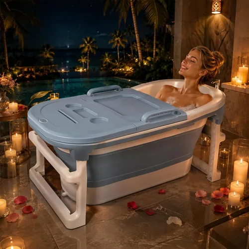 Vista 8 de Foldable Bathtub for Adults Portable Collapsible Soaking Tub Blue